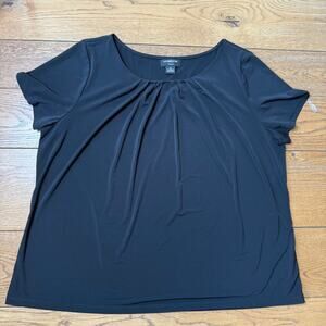 Liz Claiborne Career Woman Black Short Sleeve Top 3X Liquid Knit Short Sleeve